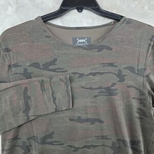 ASRV Long Sleeve Shirt Mens Medium Green Camo Technical Sportswear Curved Hem